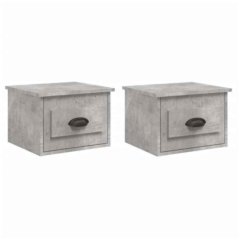 Nachtkastjes 2 st wandgemonteerd 41,5x36x28 cm betongrijs