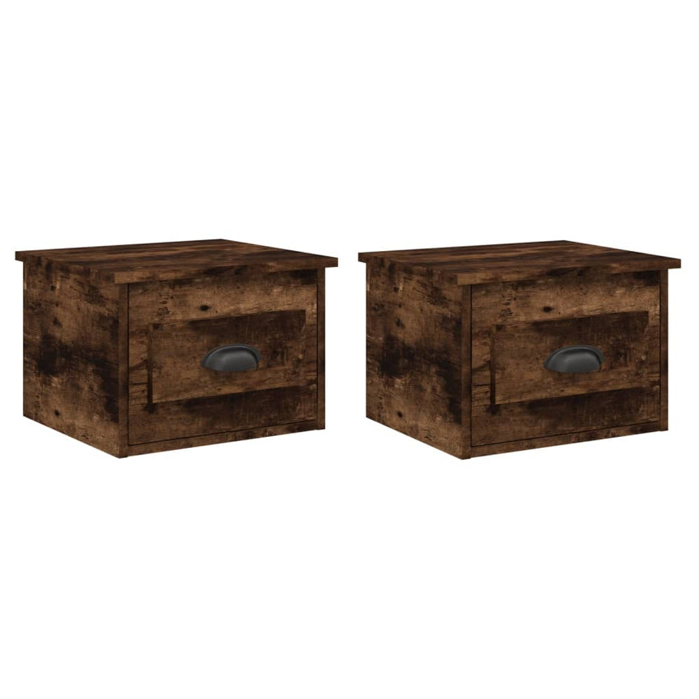 Nachtkastjes 2 st wandgemonteerd 41,5x36x28 cm gerookt eiken MeubelReus