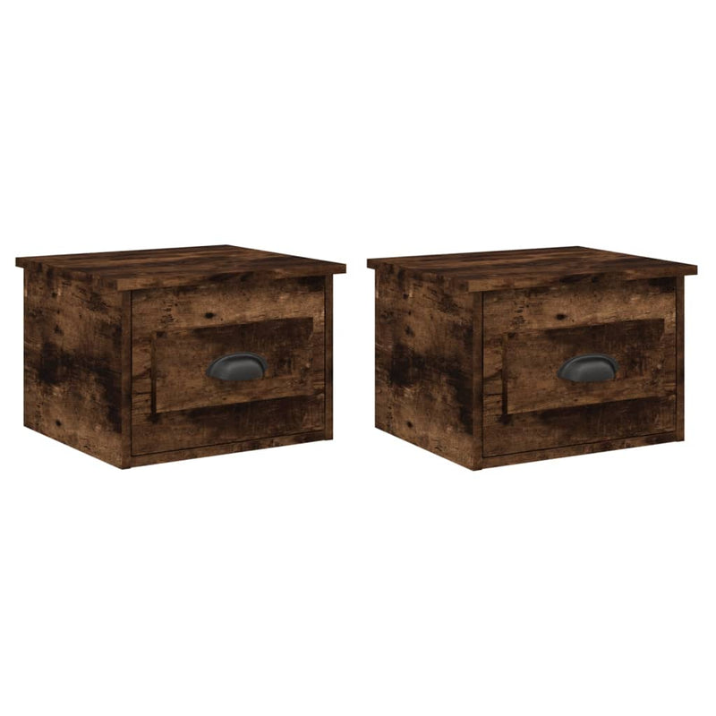 Nachtkastjes 2 st wandgemonteerd 41,5x36x28 cm gerookt eiken MeubelReus