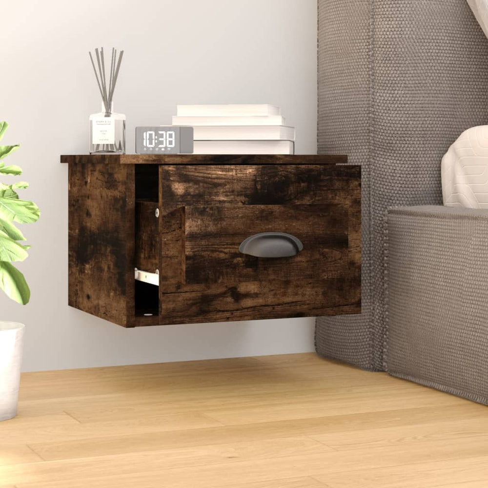 Nachtkastjes 2 st wandgemonteerd 41,5x36x28 cm gerookt eiken MeubelReus