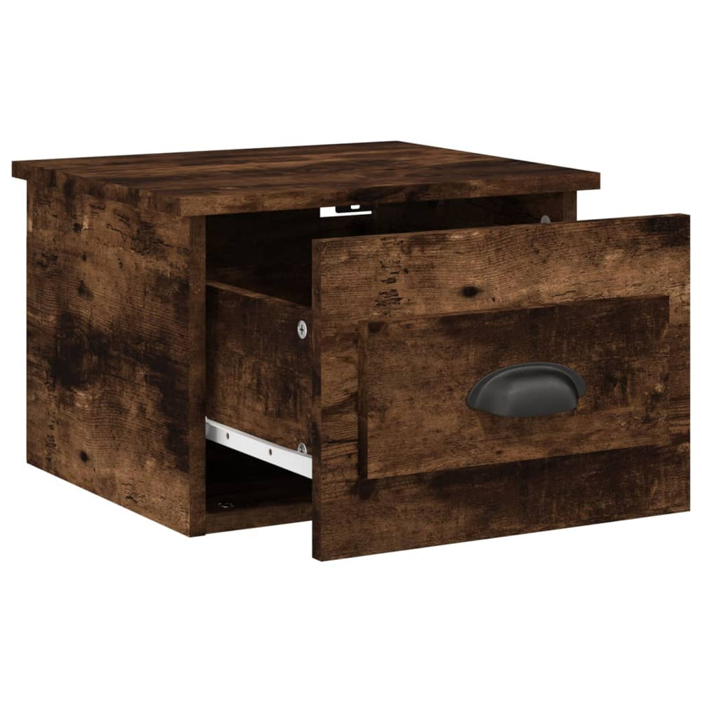 Nachtkastjes 2 st wandgemonteerd 41,5x36x28 cm gerookt eiken MeubelReus