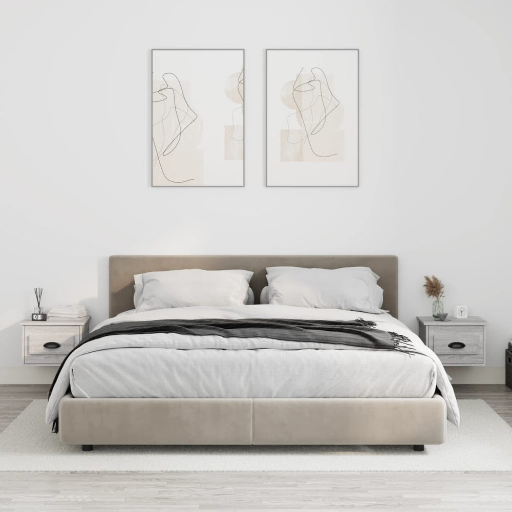Nachtkastjes 2 st wandgemonteerd 41,5x36x28 cm grijs sonoma MeubelReus