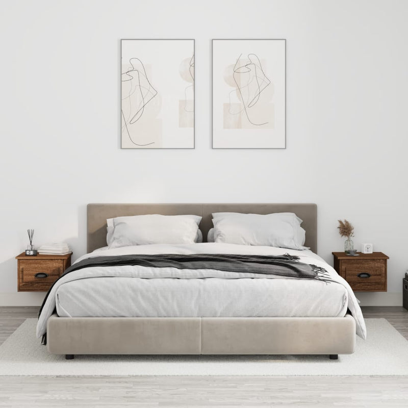 Nachtkastjes 2 st wandgemonteerd 41,5x36x28 cm bruin eikenkleur MeubelReus