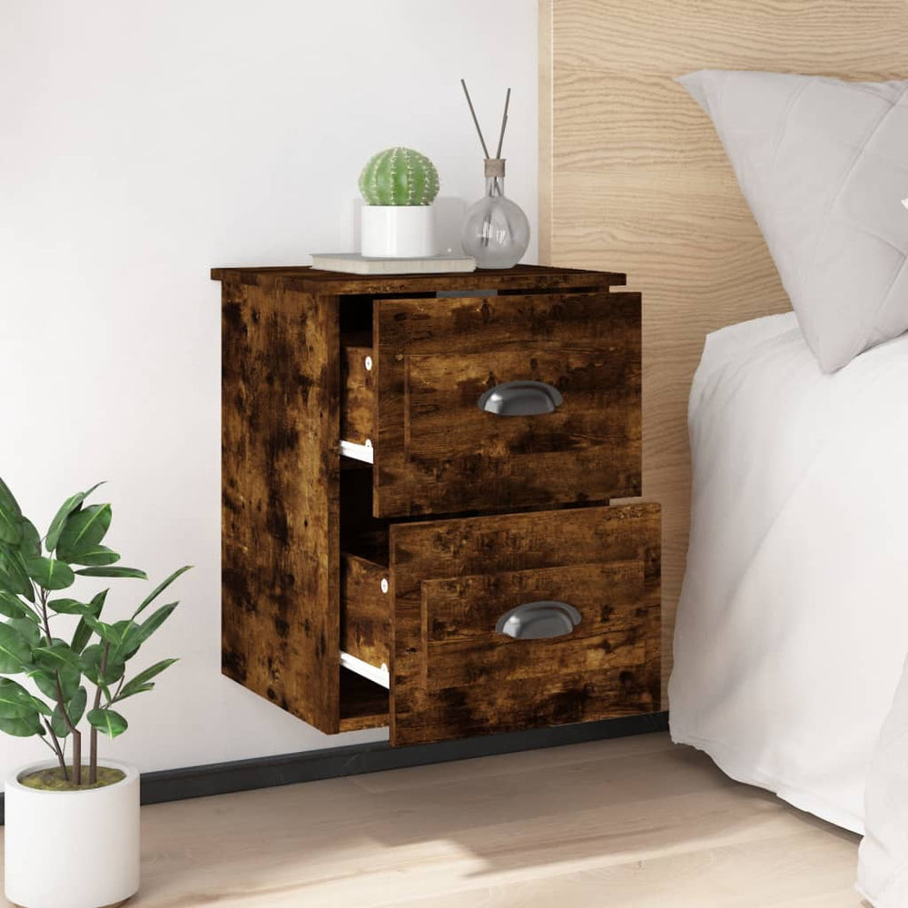 Nachtkastjes 2 st wandgemonteerd 41,5x36x53 cm gerookt eiken MeubelReus