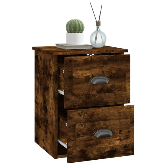 Nachtkastjes 2 st wandgemonteerd 41,5x36x53 cm gerookt eiken MeubelReus