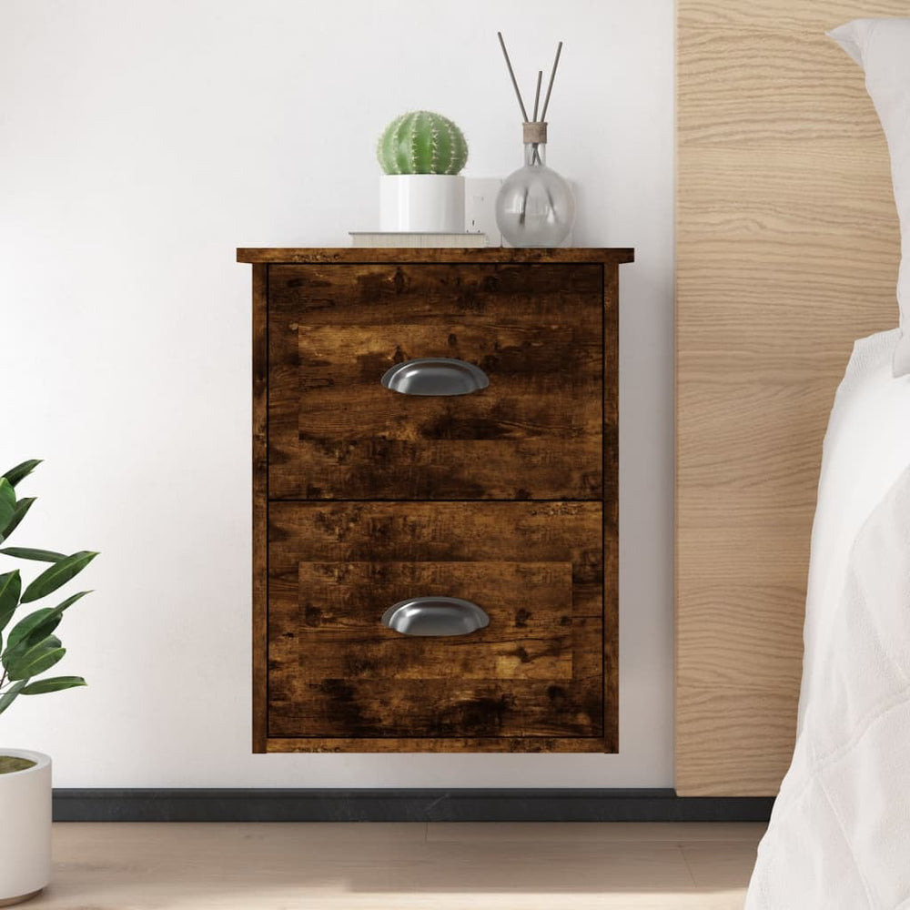 Nachtkastjes 2 st wandgemonteerd 41,5x36x53 cm gerookt eiken MeubelReus