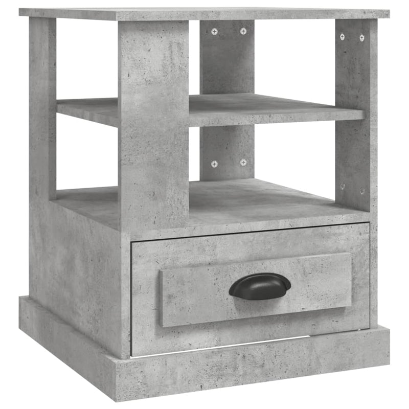 Bijzettafel 50x50x60 cm bewerkt hout betongrijs MeubelReus
