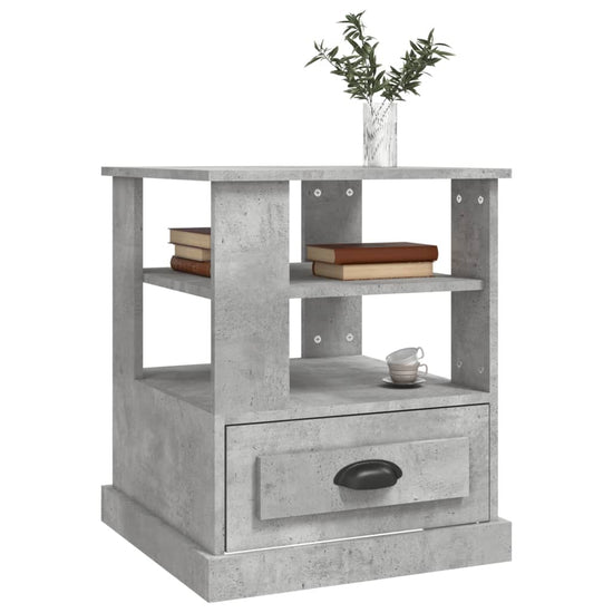 Bijzettafel 50x50x60 cm bewerkt hout betongrijs MeubelReus