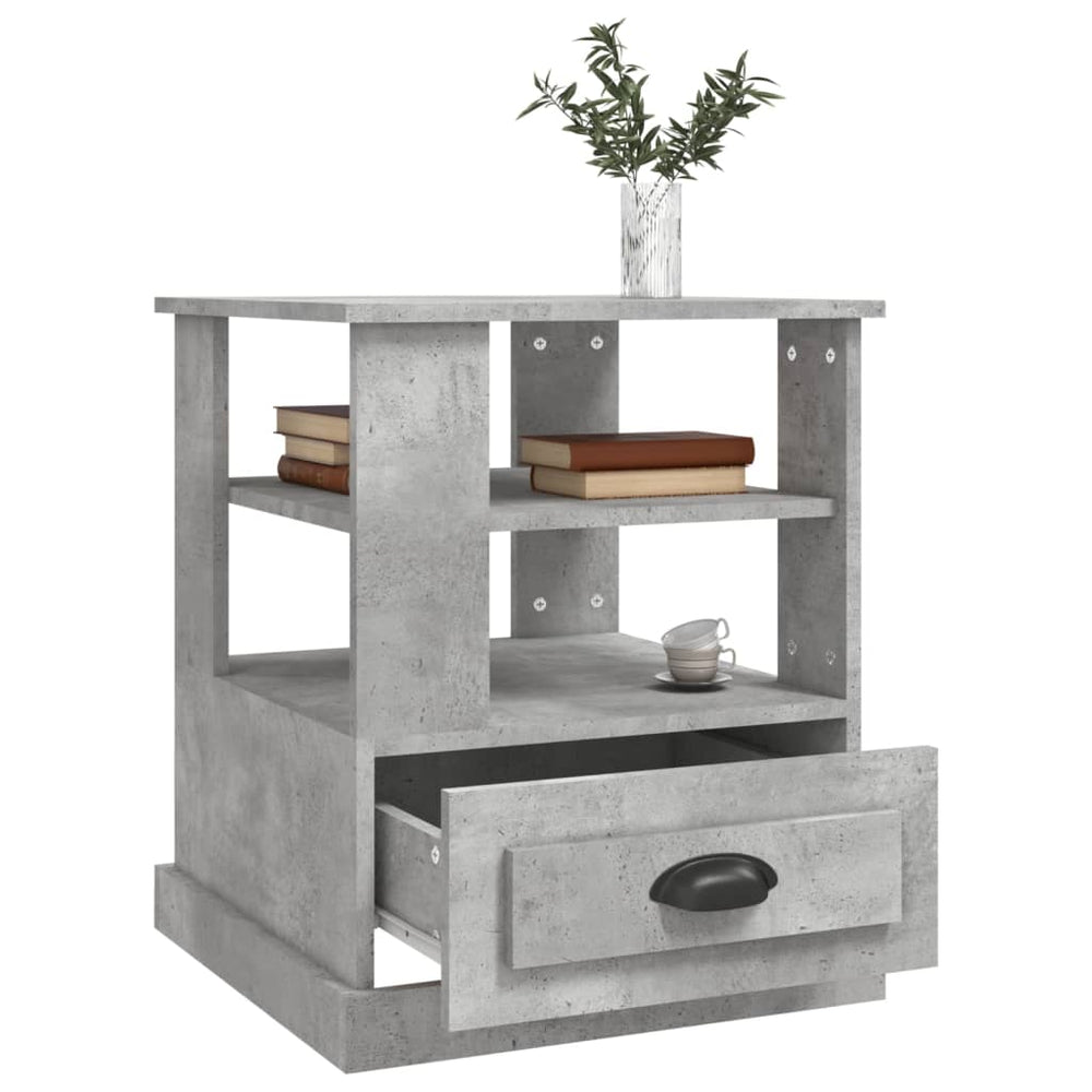 Bijzettafel 50x50x60 cm bewerkt hout betongrijs MeubelReus