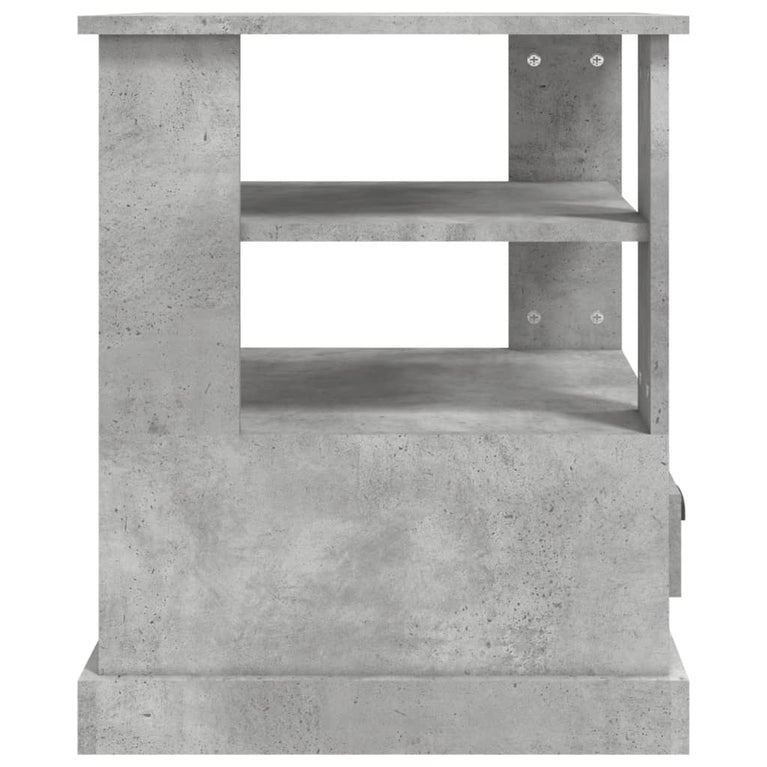 Bijzettafel 50x50x60 cm bewerkt hout betongrijs MeubelReus