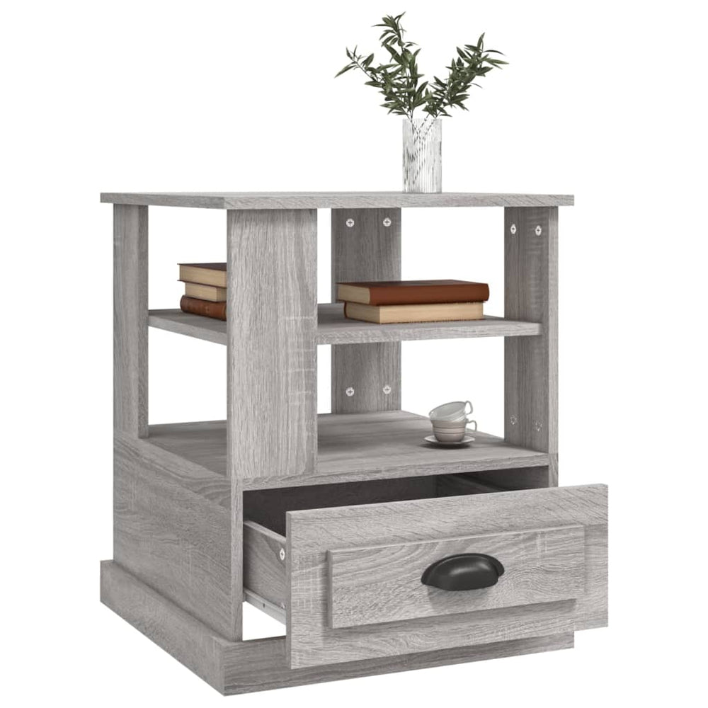 Bijzettafel 50x50x60 cm bewerkt hout grijs sonoma eikenkleurig MeubelReus