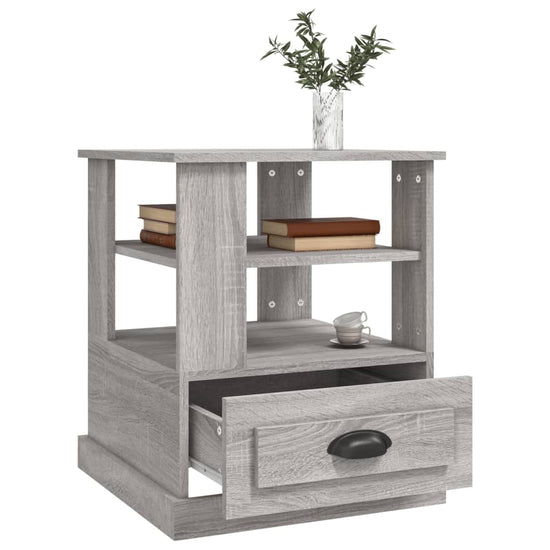 Bijzettafel 50x50x60 cm bewerkt hout grijs sonoma eikenkleurig MeubelReus