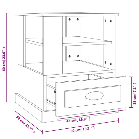 Bijzettafel 50x50x60 cm bewerkt hout grijs sonoma eikenkleurig MeubelReus