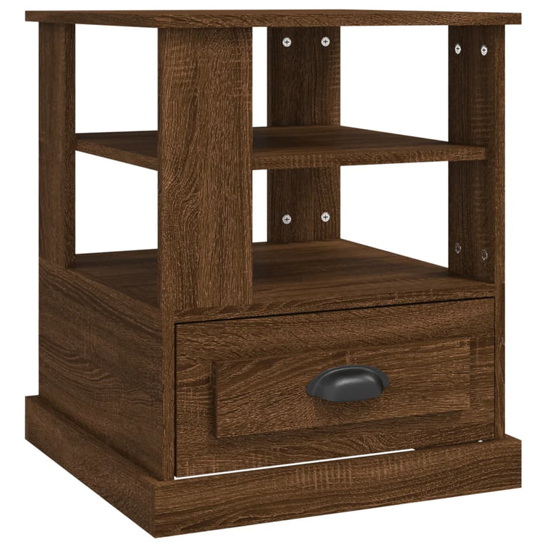 Bijzettafel 50x50x60 cm bewerkt hout bruin eikenkleur MeubelReus