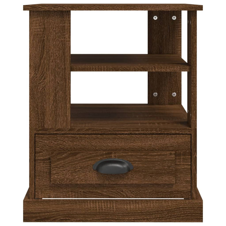 Bijzettafel 50x50x60 cm bewerkt hout bruin eikenkleur MeubelReus
