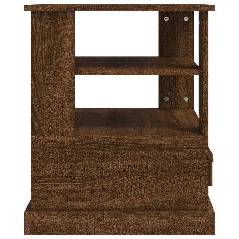Bijzettafel 50x50x60 cm bewerkt hout bruin eikenkleur MeubelReus