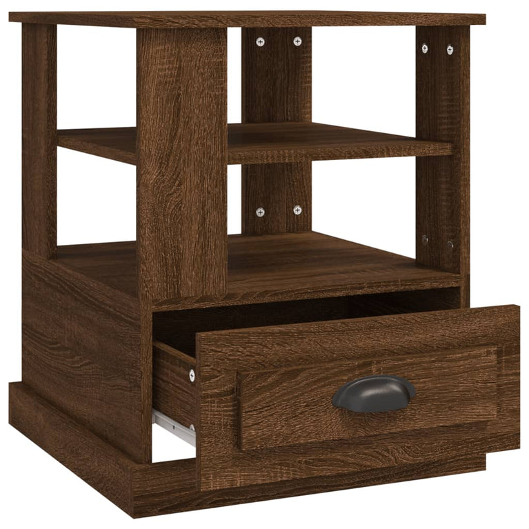 Bijzettafel 50x50x60 cm bewerkt hout bruin eikenkleur MeubelReus