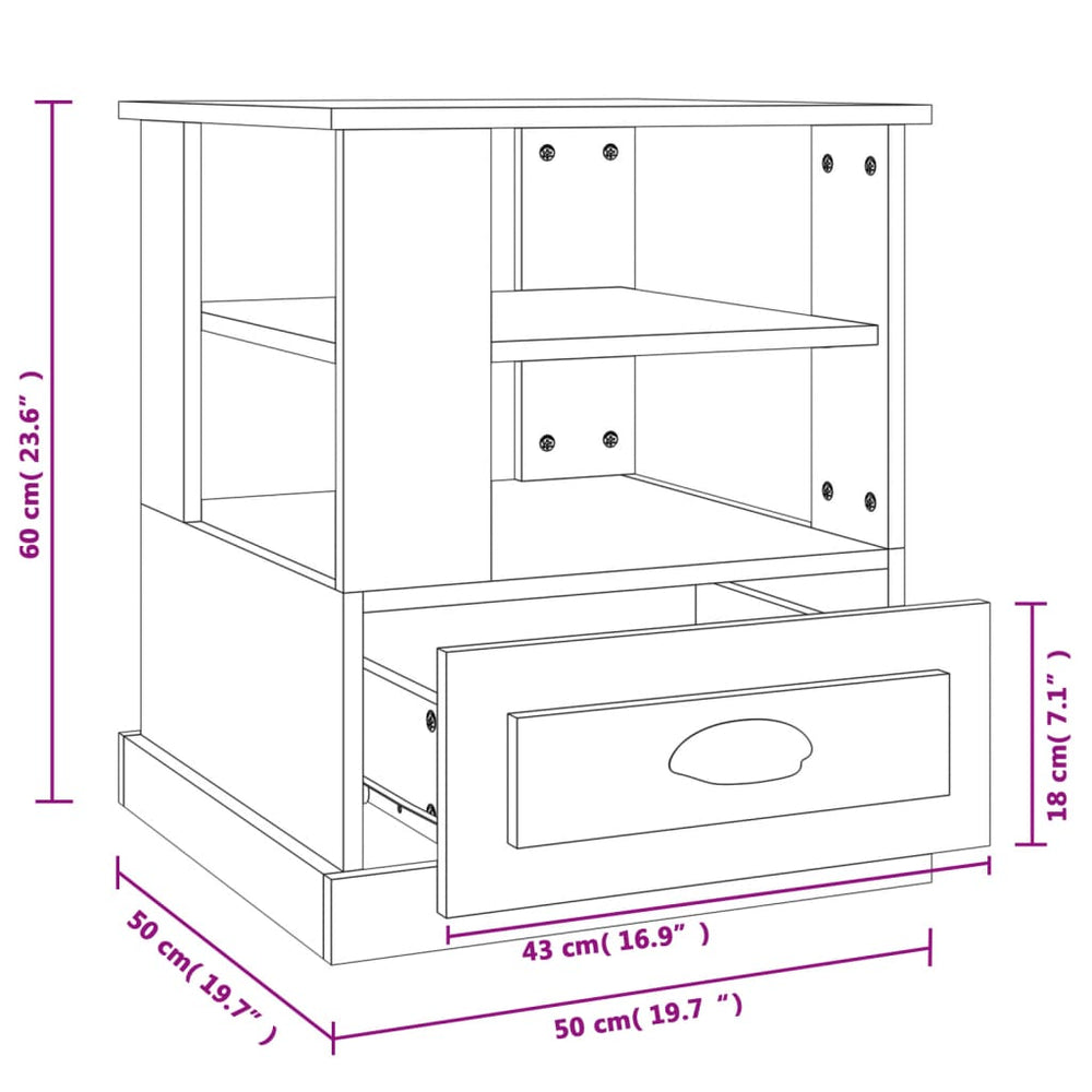 Bijzettafel 50x50x60 cm bewerkt hout bruin eikenkleur MeubelReus