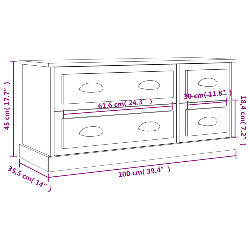 Tv-meubel 100x35,5x45 cm bewerkt hout zwart MeubelReus