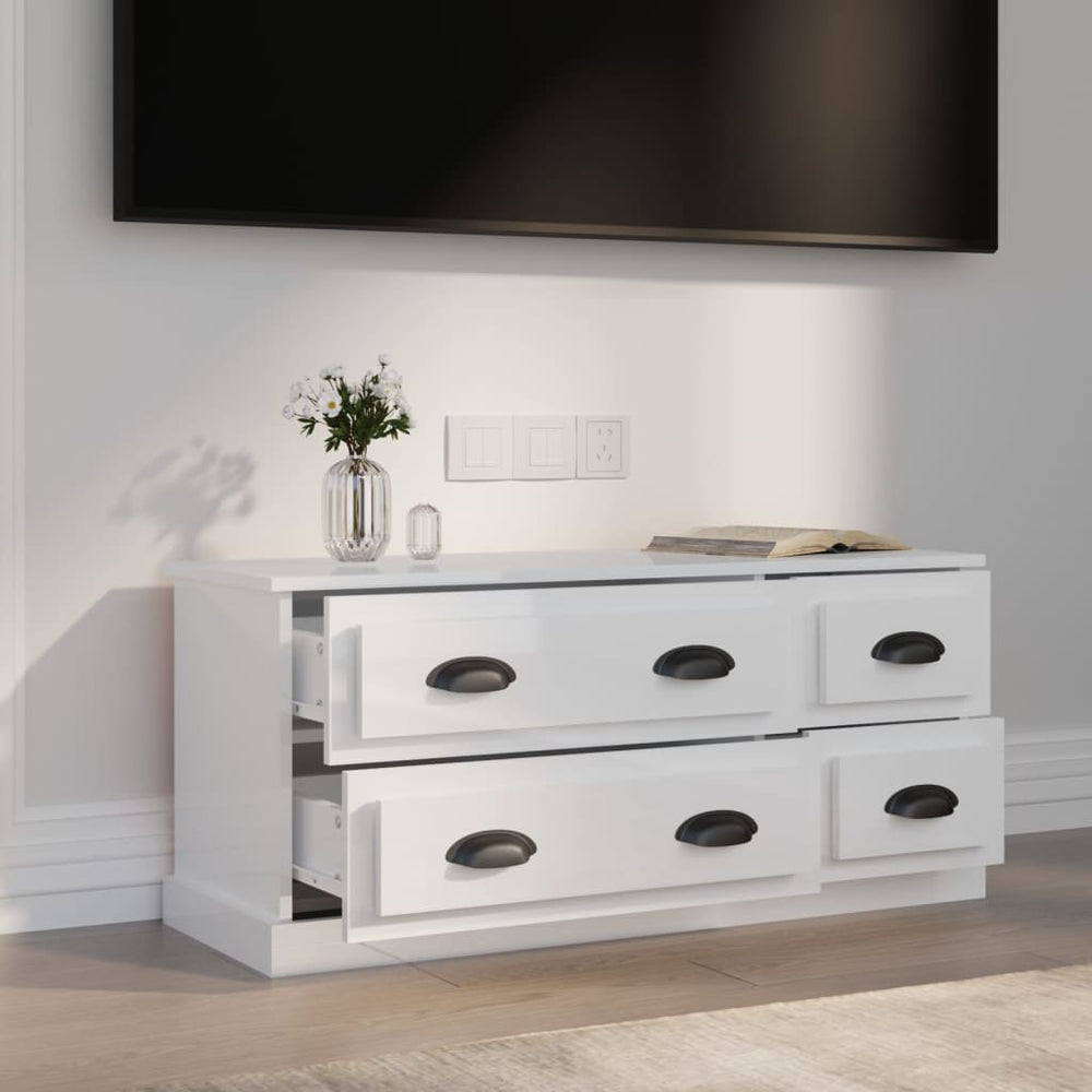 Tv-meubel 100x35,5x45 cm bewerkt hout hoogglans wit MeubelReus