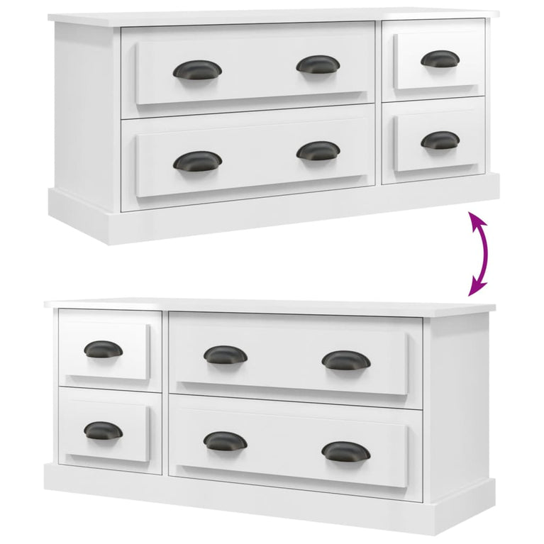 Tv-meubel 100x35,5x45 cm bewerkt hout hoogglans wit MeubelReus