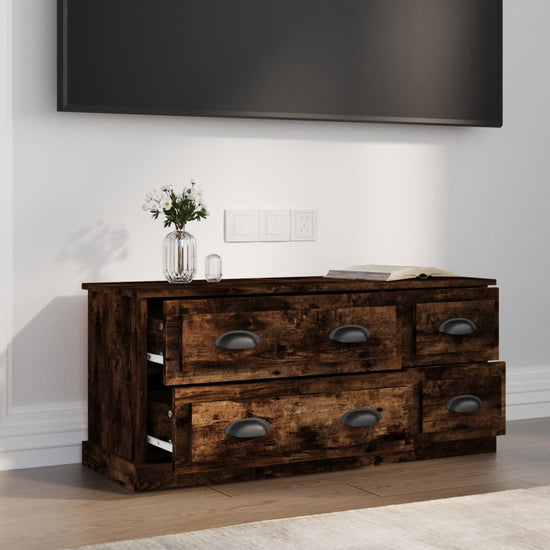 Tv-meubel 100x35,5x45 cm bewerkt hout gerookt eikenkleurig MeubelReus