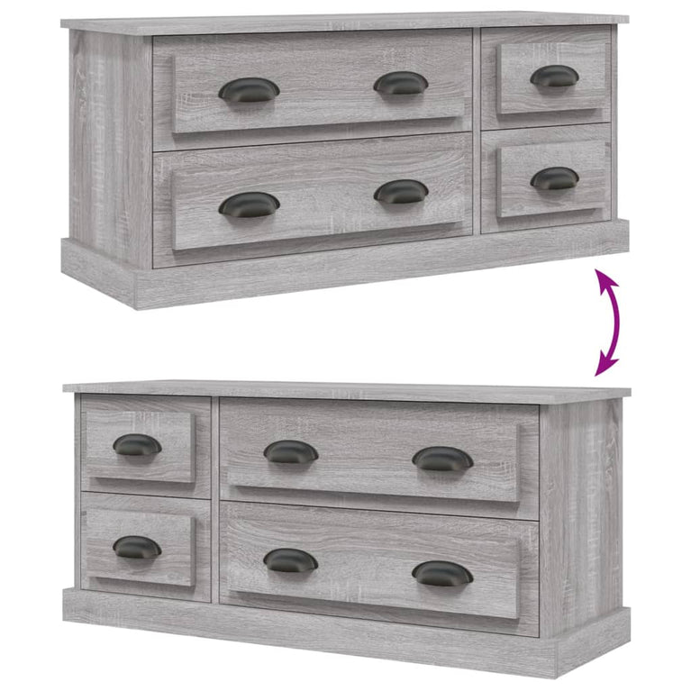 Tv-meubel 100x35,5x45 cm bewerkt hout grijs sonoma eikenkleurig MeubelReus