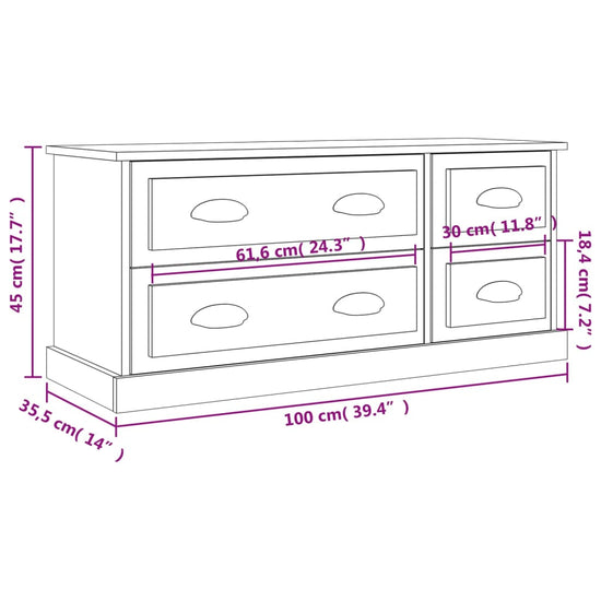 Tv-meubel 100x35,5x45 cm bewerkt hout bruin eikenkleur MeubelReus