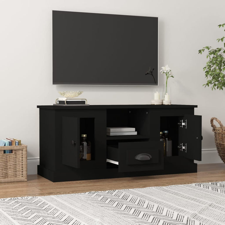 Tv-meubel 100x35,5x45 cm bewerkt hout zwart MeubelReus