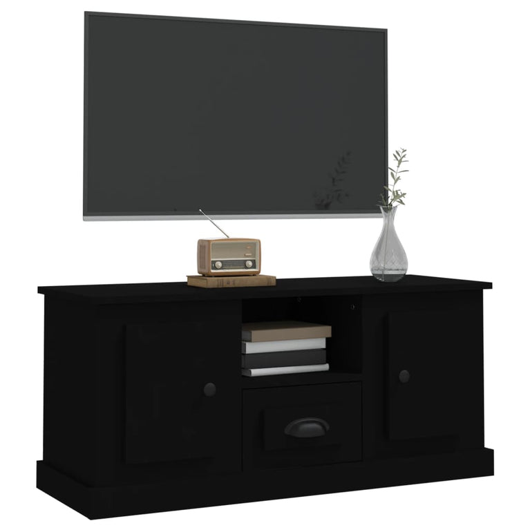 Tv-meubel 100x35,5x45 cm bewerkt hout zwart MeubelReus