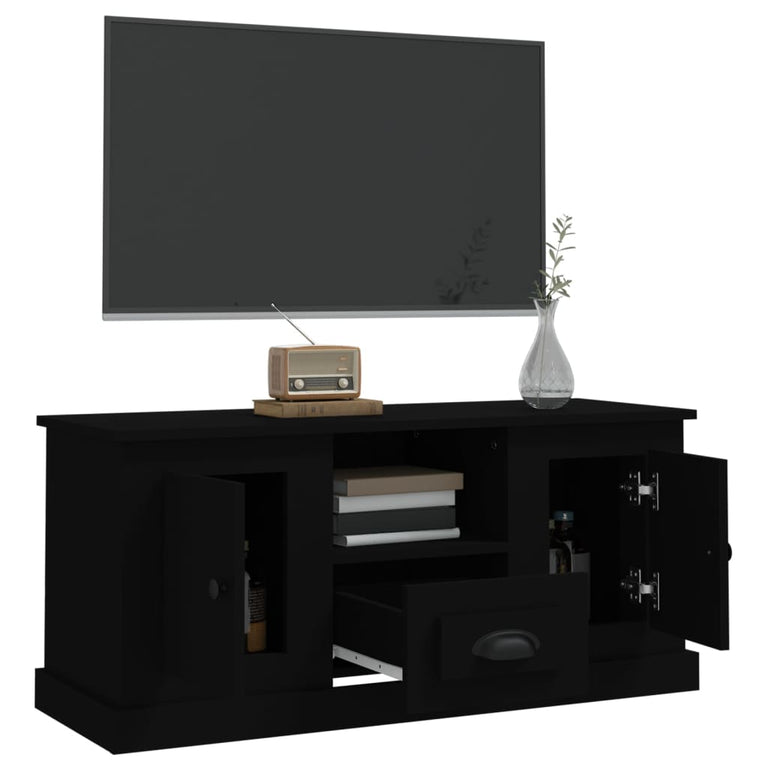 Tv-meubel 100x35,5x45 cm bewerkt hout zwart MeubelReus