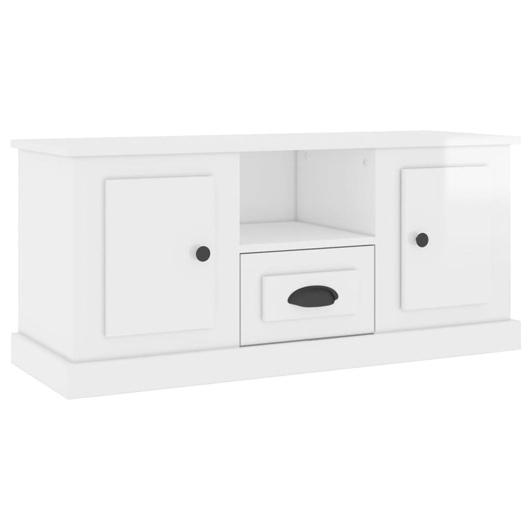 Tv-meubel 100x35,5x45 cm bewerkt hout hoogglans wit MeubelReus