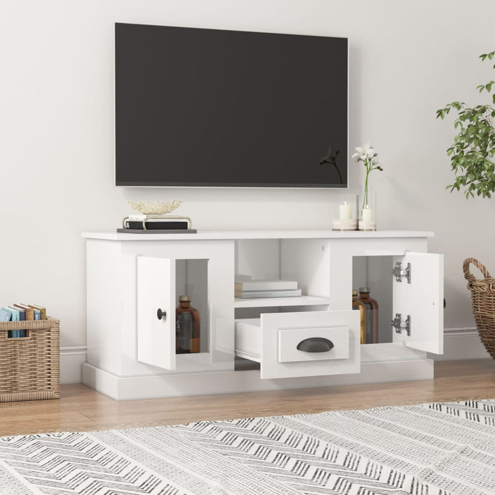 Tv-meubel 100x35,5x45 cm bewerkt hout hoogglans wit MeubelReus
