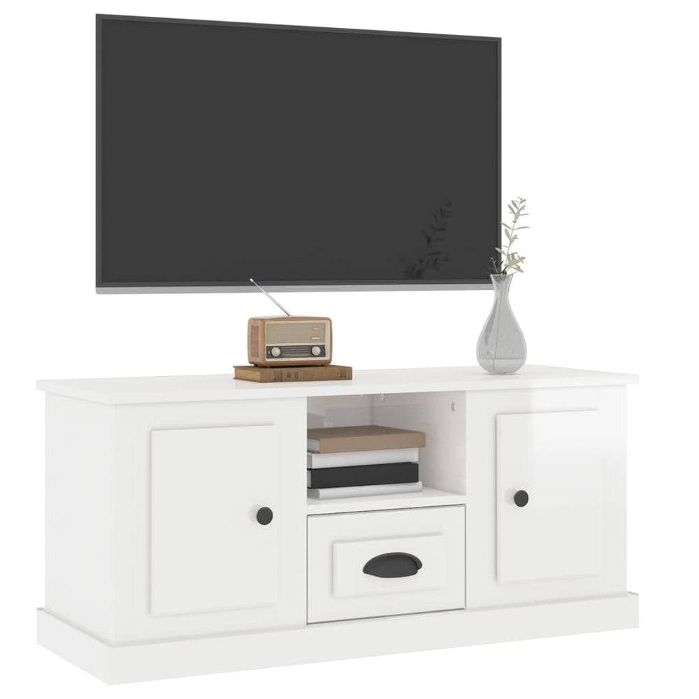 Tv-meubel 100x35,5x45 cm bewerkt hout hoogglans wit MeubelReus