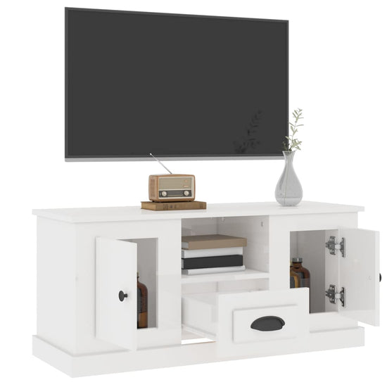 Tv-meubel 100x35,5x45 cm bewerkt hout hoogglans wit MeubelReus