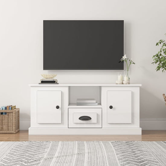 Tv-meubel 100x35,5x45 cm bewerkt hout hoogglans wit MeubelReus