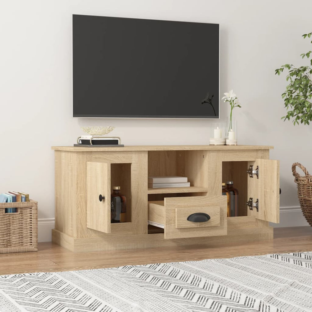 Tv-meubel 100x35,5x45 cm bewerkt hout sonoma eikenkleurig MeubelReus