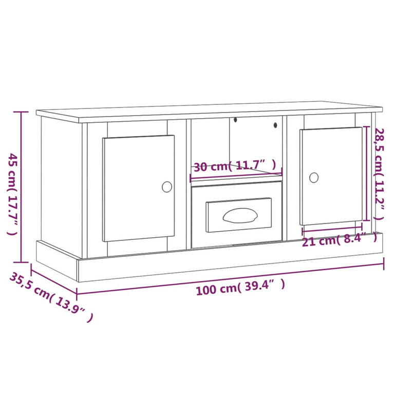 Tv-meubel 100x35,5x45 cm bewerkt hout sonoma eikenkleurig MeubelReus