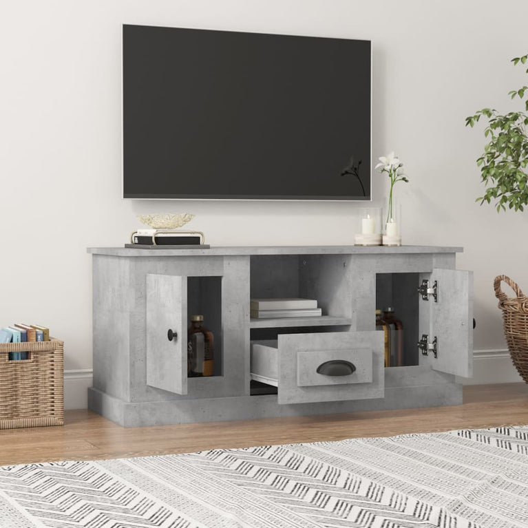 Tv-meubel 100x35,5x45 cm bewerkt hout betongrijs MeubelReus