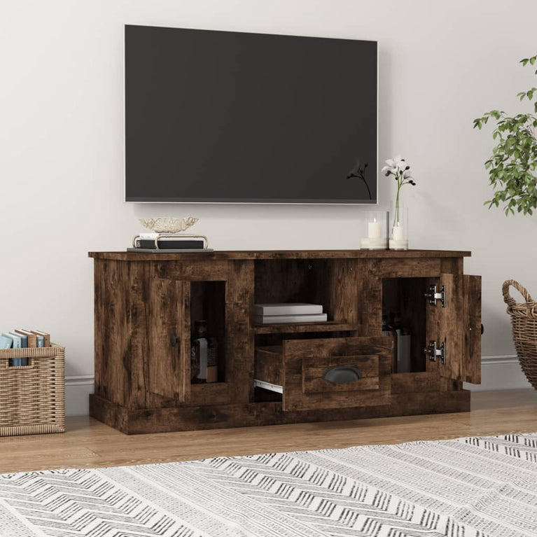 Tv-meubel 100x35,5x45 cm bewerkt hout gerookt eikenkleurig MeubelReus