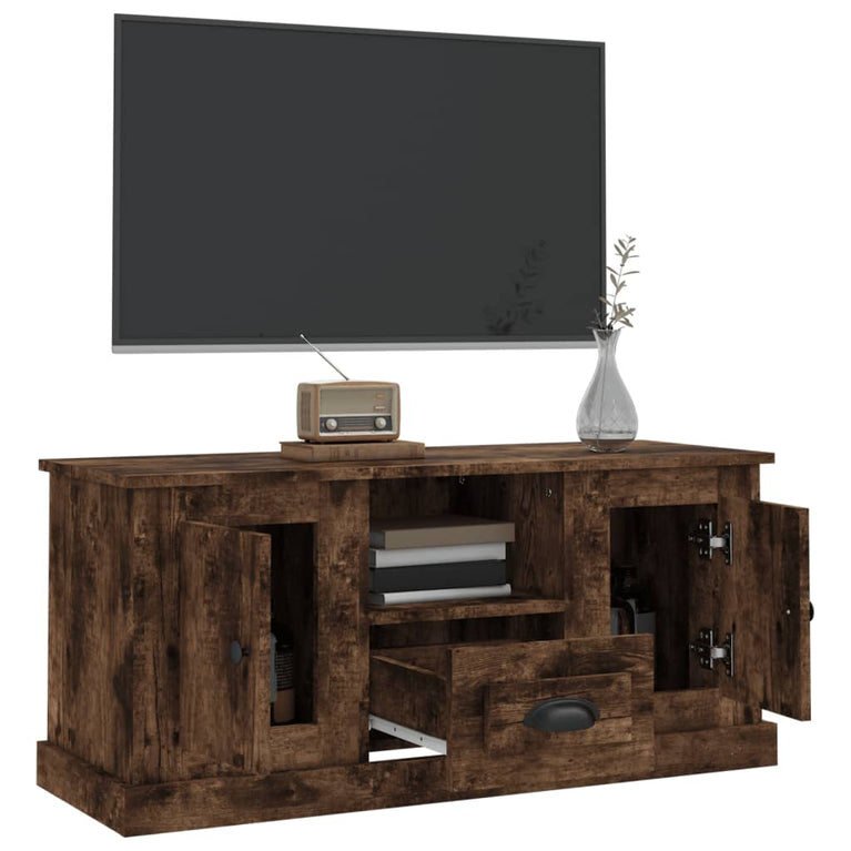 Tv-meubel 100x35,5x45 cm bewerkt hout gerookt eikenkleurig MeubelReus
