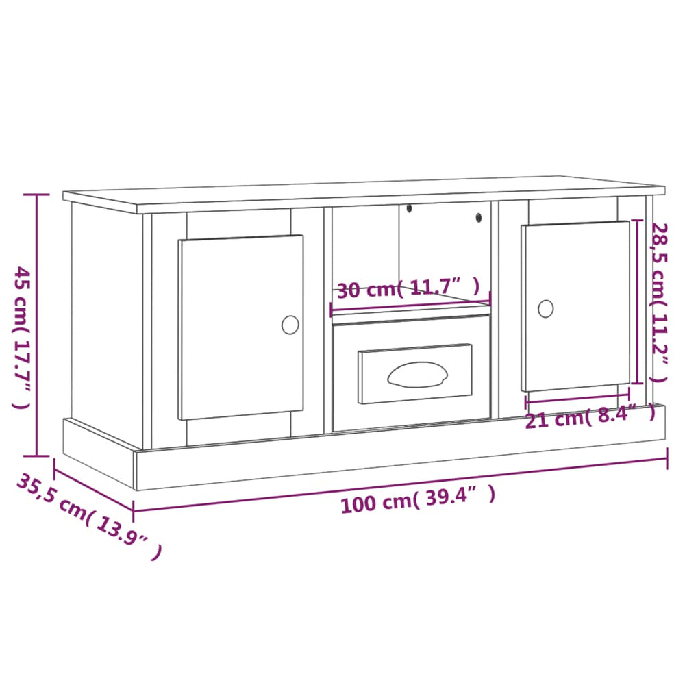 Tv-meubel 100x35,5x45 cm bewerkt hout gerookt eikenkleurig MeubelReus
