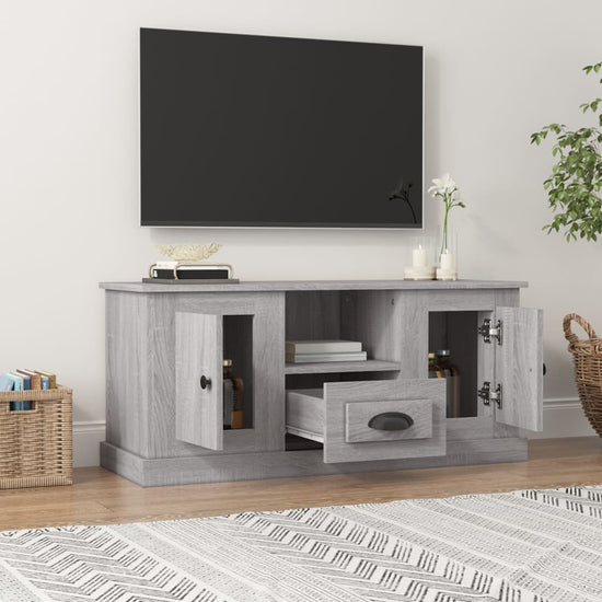 Tv-meubel 100x35,5x45 cm bewerkt hout grijs sonoma eikenkleurig MeubelReus