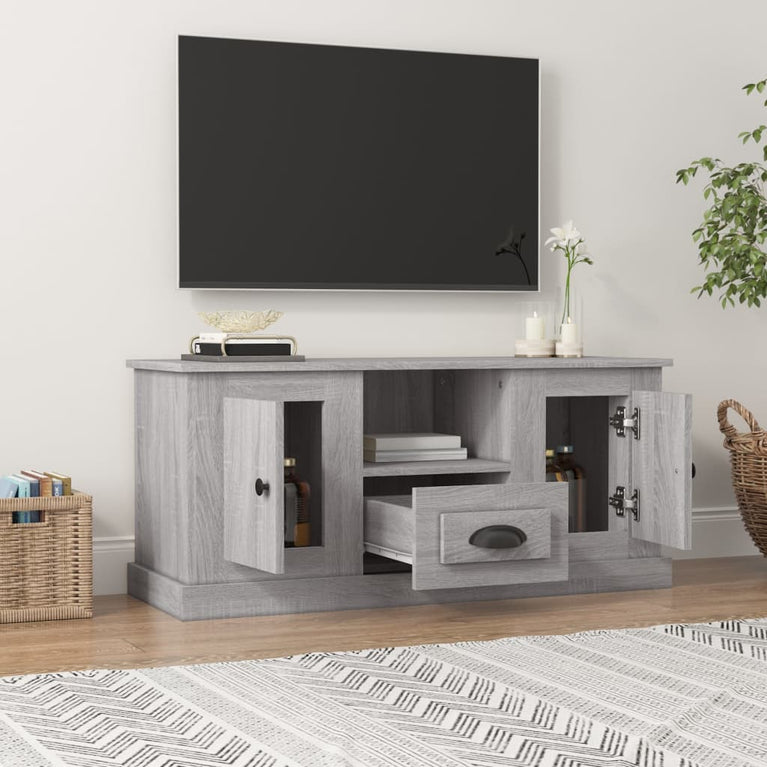 Tv-meubel 100x35,5x45 cm bewerkt hout grijs sonoma eikenkleurig MeubelReus