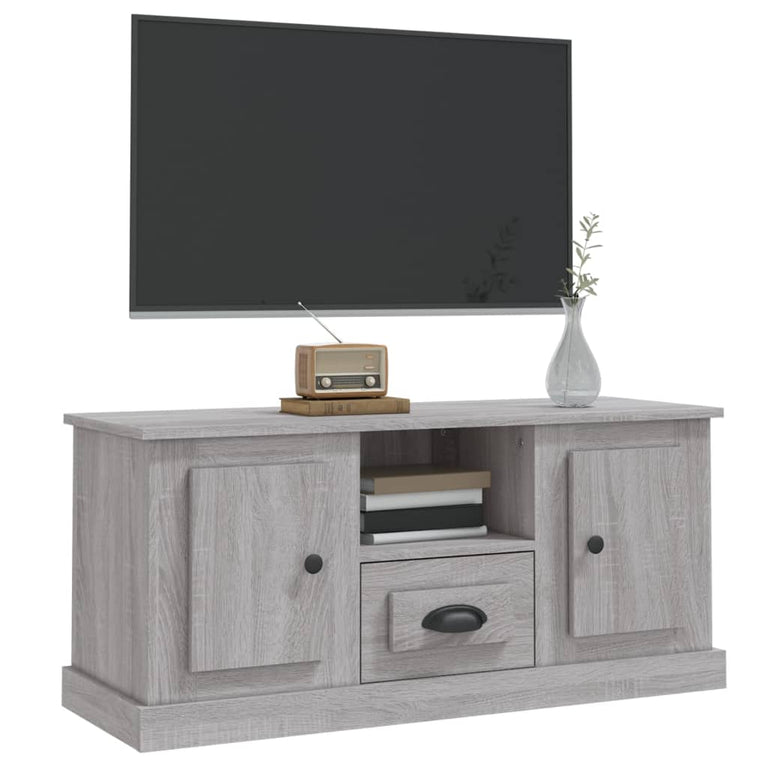 Tv-meubel 100x35,5x45 cm bewerkt hout grijs sonoma eikenkleurig MeubelReus