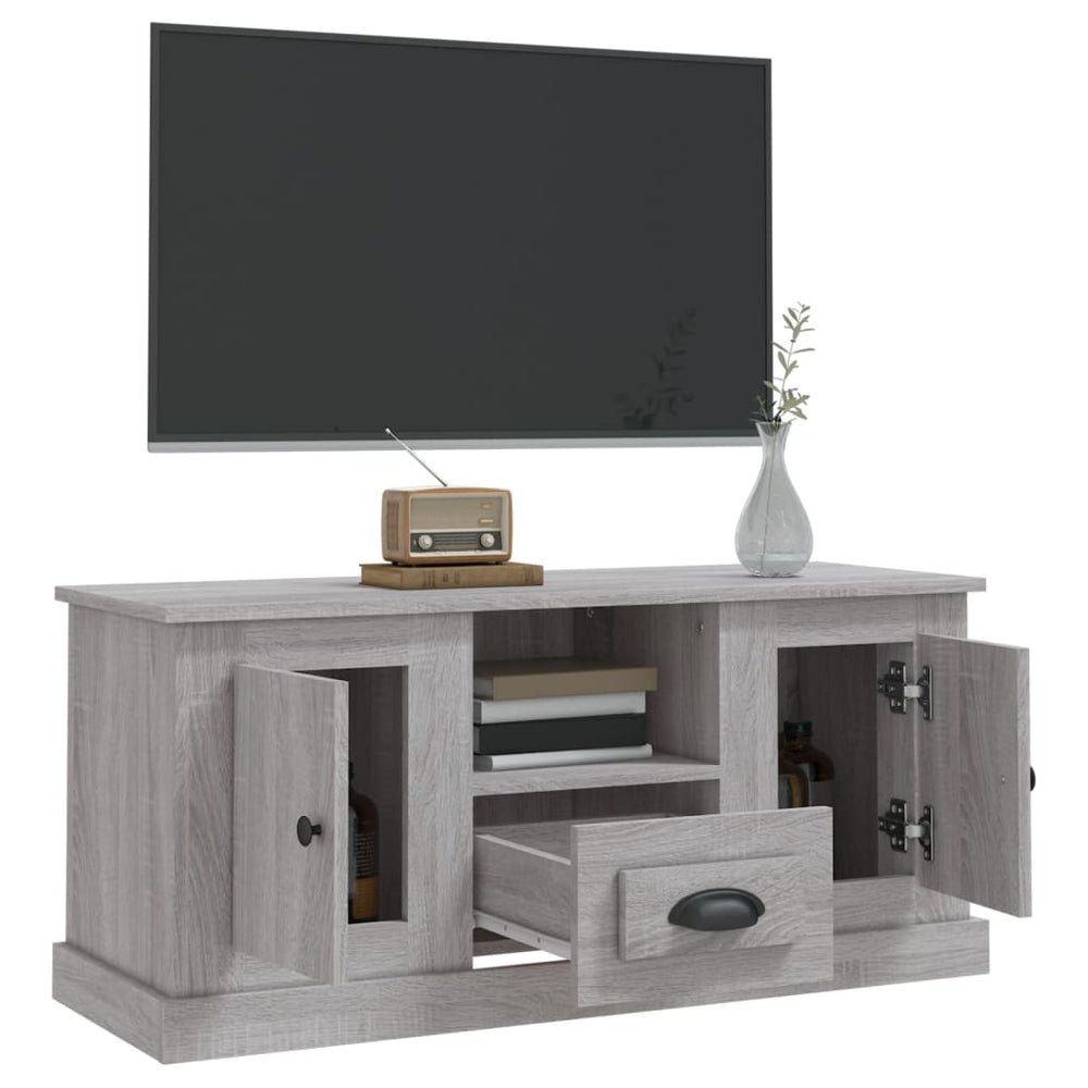 Tv-meubel 100x35,5x45 cm bewerkt hout grijs sonoma eikenkleurig MeubelReus