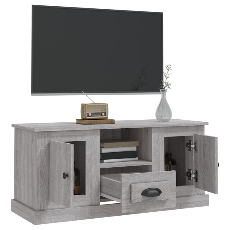 Tv-meubel 100x35,5x45 cm bewerkt hout grijs sonoma eikenkleurig MeubelReus