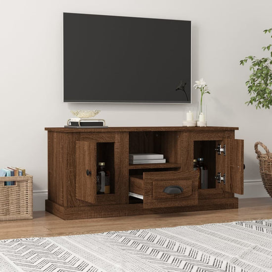 Tv-meubel 100x35,5x45 cm bewerkt hout bruin eikenkleur MeubelReus