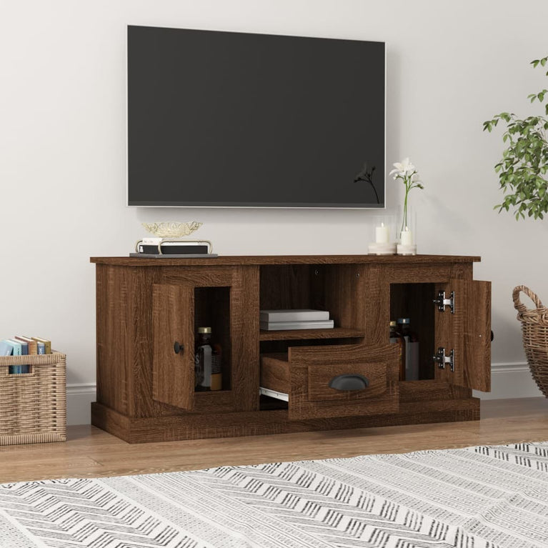 Tv-meubel 100x35,5x45 cm bewerkt hout bruin eikenkleur MeubelReus