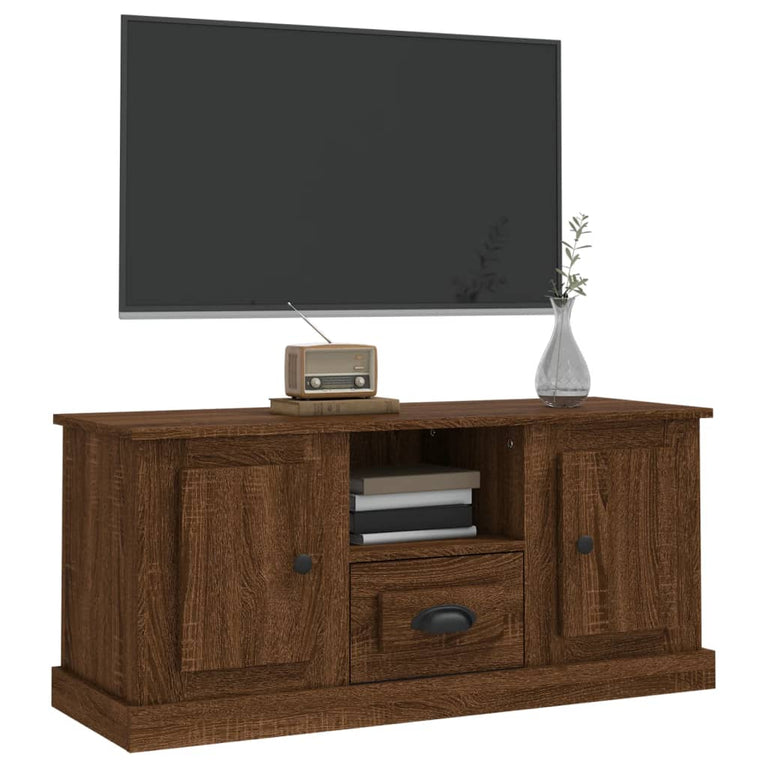 Tv-meubel 100x35,5x45 cm bewerkt hout bruin eikenkleur MeubelReus